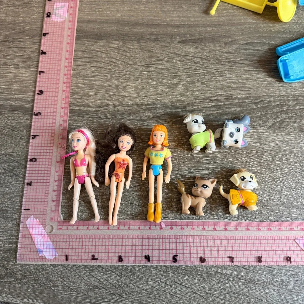 Mattel Polly Pocket Doll Pet and Furniture Lot 16pc Mixed Play Set 2000s